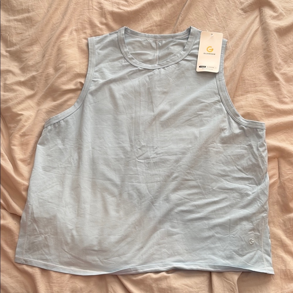 Blue Sleeveless Muscle Tee Relaxed Fit